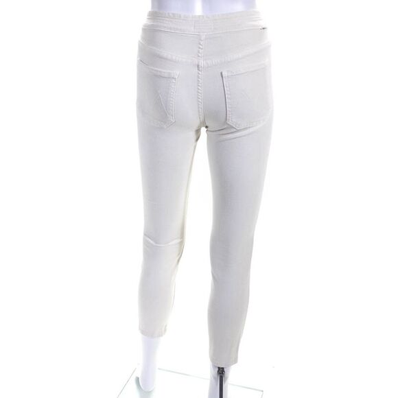 Mother White Womens Zipper Fly Mid Rise Skinny Cropped Jeans White Size 24 - Picture 3 of 7